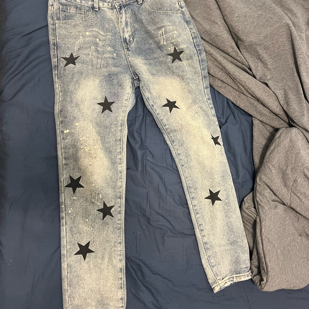 Star Patterned Denim Jeans